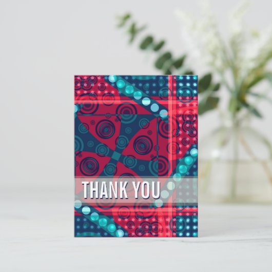 Art Abstract (rood blauw) Dank u Briefkaart (Staand voorkant)