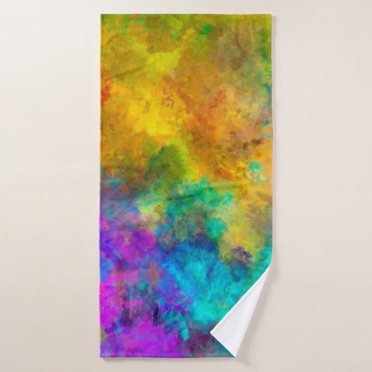 art abstract vibrant rainbow painted background wi badhanddoek (Badhanddoek)