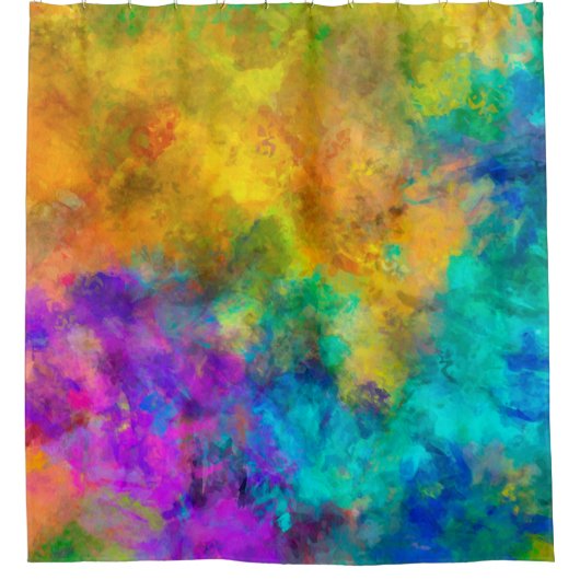 art abstract vibrant rainbow painted background wi douchegordijn (Voorkant)