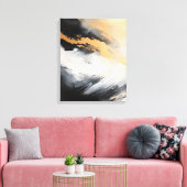 Art abstract zwart wit en goud canvas afdruk (Insitu (Woonkamer))