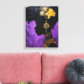 Art_Afrofuturistische Steampunk Vrouw in het Paars Canvas Afdruk (Insitu (Woonkamer))