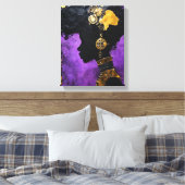 Art_Afrofuturistische Steampunk Vrouw in het Paars Canvas Afdruk (Insitu (Slaapkamer))