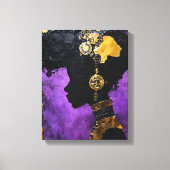Art_Afrofuturistische Steampunk Vrouw in het Paars Canvas Afdruk (Voorkant)