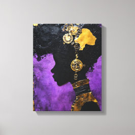Art_Afrofuturistische Steampunk Vrouw in het Paars Canvas Afdruk