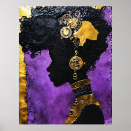 Art_Afrofuturistische Steampunk Vrouw in het Paars Poster