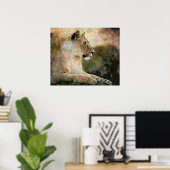 *~* Art AP23 Artistic RAINBOW Abstracte LIONESS Poster (Thuiskantoor)