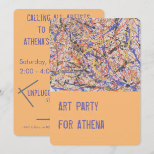 Art Artsy Artists Painparty Invitation Kaart