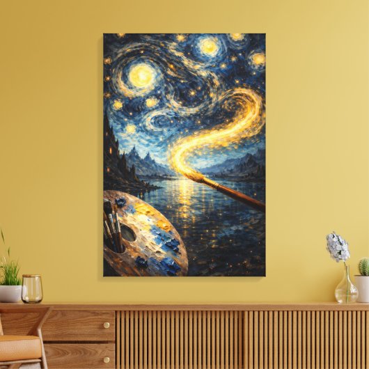 Art at Your Fingertips – Celestial Brush & Palette Canvas Afdruk (Insitu (Woonkamer))