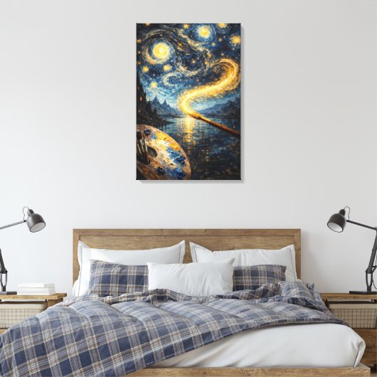 Art at Your Fingertips – Celestial Brush & Palette Canvas Afdruk (Insitu (Slaapkamer))