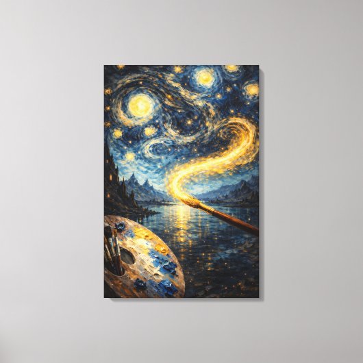Art at Your Fingertips – Celestial Brush & Palette Canvas Afdruk (Voorkant)