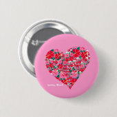 Art Badge Button: Hibiscus Pink Heart Ronde Button 5,7 Cm (Voorkant /achterkant)