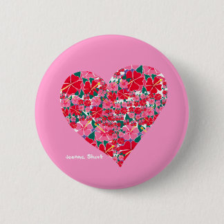 Art Badge Button: Hibiscus Pink Heart Ronde Button 5,7 Cm