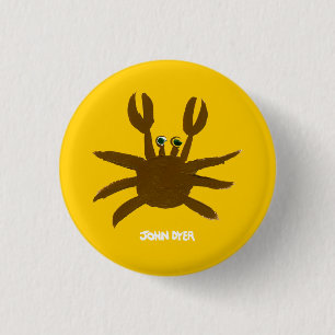 Art Badge Button: John Dyer Crazy Beach Crab Ronde Button 3,2 Cm