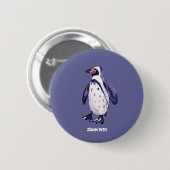 Art Badge Button: John Dyer Paars Penguin Ronde Button 5,7 Cm (Voorkant /achterkant)