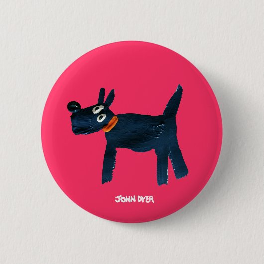 Art Badge Button: John Dyer Scotty Dog, Bella Ronde Button 5,7 Cm (Voorkant)