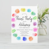 Art Birthday Invite, Paint Birthday Invitation, in Kaart (Staand voorkant)