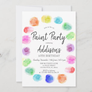 Art Birthday Invite, Paint Birthday Invitation, in Kaart