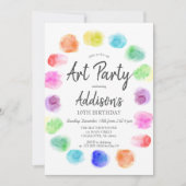 Art Birthday Invite, Paint Birthday Invitation Kaart (Voorkant)