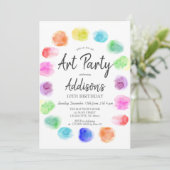 Art Birthday Invite, Paint Birthday Invitation Kaart (Staand voorkant)