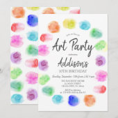 Art Birthday Invite, Paint Birthday Invitation Kaart (Voorkant / Achterkant)