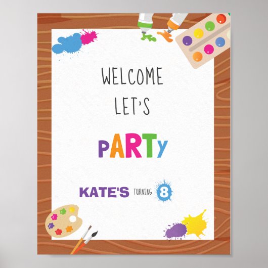 Art Birthday Party - 8x10 welkomstteken Poster (Voorkant)
