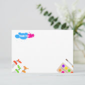 Art Birthday Party - Bedankt voor je briefkaart (Staand voorkant)