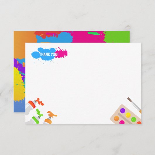 Art Birthday Party - Bedankt voor je briefkaart (Voorkant / Achterkant)