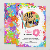 Art Birthday Party Invitation Bedankkaart (Voorkant / Achterkant)
