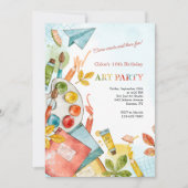 Art Birthday Party Invitation Kaart (Voorkant)