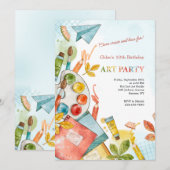 Art Birthday Party Invitation Kaart (Voorkant / Achterkant)