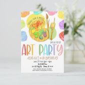 Art Birthday Party Invitation Kaart (Staand voorkant)