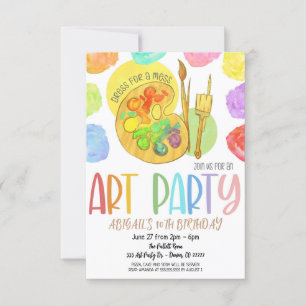 Art Birthday Party Invitation Kaart