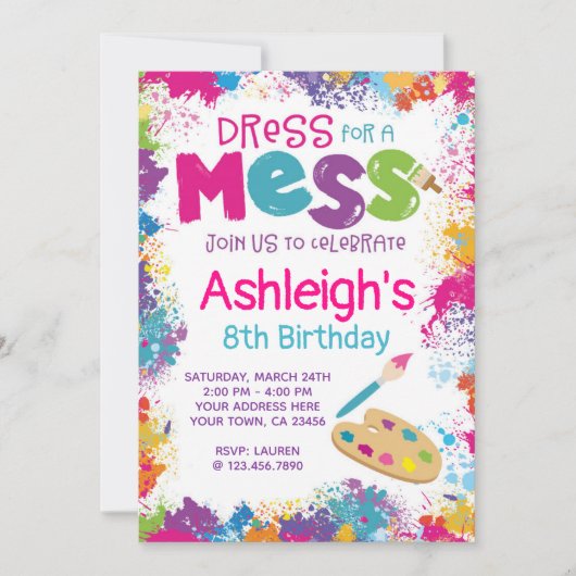 Art Birthday Party Invitation Kaart (Voorkant)