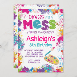 Art Birthday Party Invitation Kaart