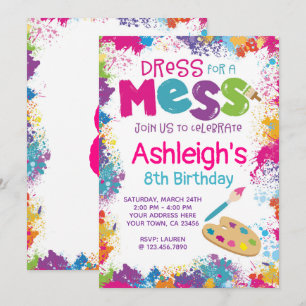 Art Birthday Party Invitation Kaart