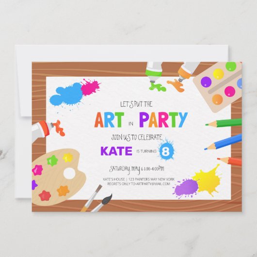 Art Birthday Party - Uitnodiging (Voorkant)