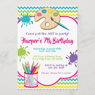 Art Birthday Uitnodiging | Kunstpartij voor meisje