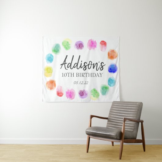 Art Birthday Welcome, Paint Birthday Tapestry Wandkleed (In Situ (horizontaal))
