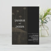 Art Black Flower Unieke huwelijksuitnodiging Kaart (Staand voorkant)