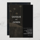 Art Black Flower Unieke huwelijksuitnodiging Kaart (Voorkant / Achterkant)