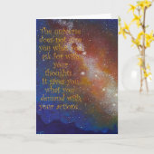 Art Blank Greeting Card, Galaxy, Space, Quote Kaart (Gele Bloem)