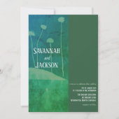 Art Blauw Groene Bloem Unieke Huwelijksuitnodiging Kaart (Voorkant)