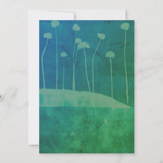 Art Blauw Groene Bloem Unieke Huwelijksuitnodiging Kaart (Achterkant)