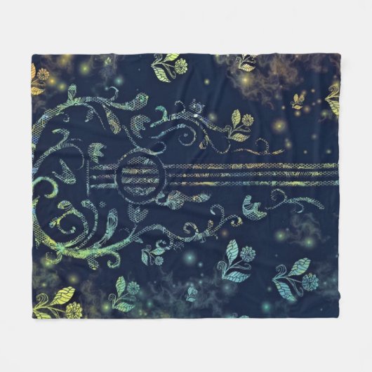Art Bloemen Gitaar Fleece Deken Romantisch (Voorkant (Horizontaal))