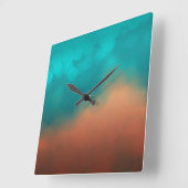 Art Blue Blauwgroen Turquoise Abstract Vierkante Klok (Hoek)