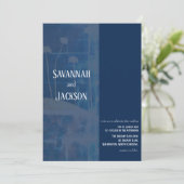 Art Blue Flower Unieke bruiloft uitnodiging (Staand voorkant)