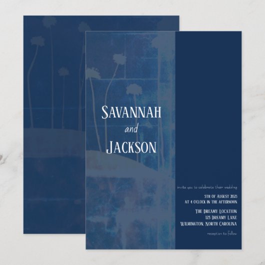 Art Blue Flower Unieke bruiloft uitnodiging (Voorkant / Achterkant)