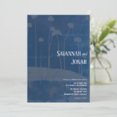 Art Blue Flower Unieke bruiloft uitnodiging (Staand voorkant)