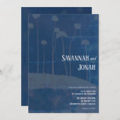 Art Blue Flower Unieke bruiloft uitnodiging (Voorkant / Achterkant)