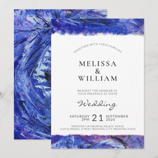 Art Blue Wedding Kaart (Voorkant / Achterkant)